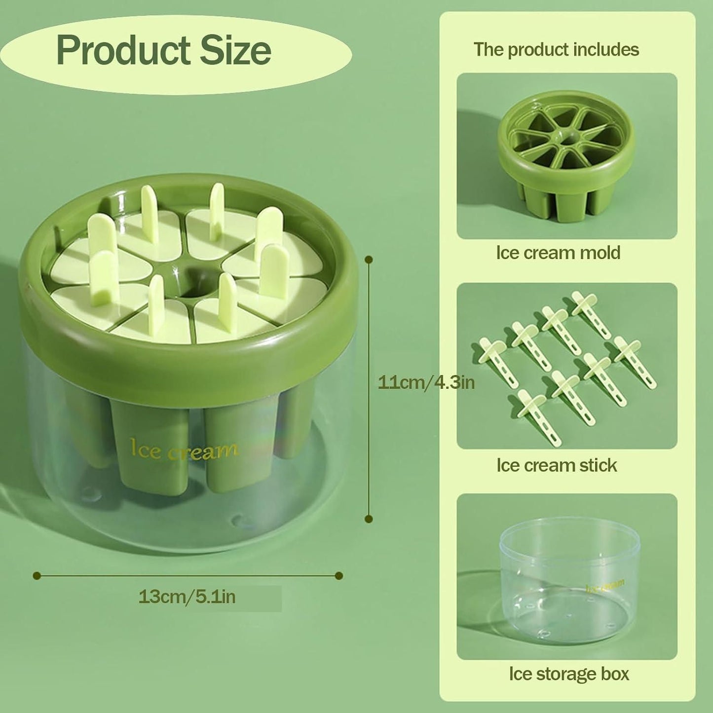 Reusable DIY 8 Pieces Ice Cream Pop Mold