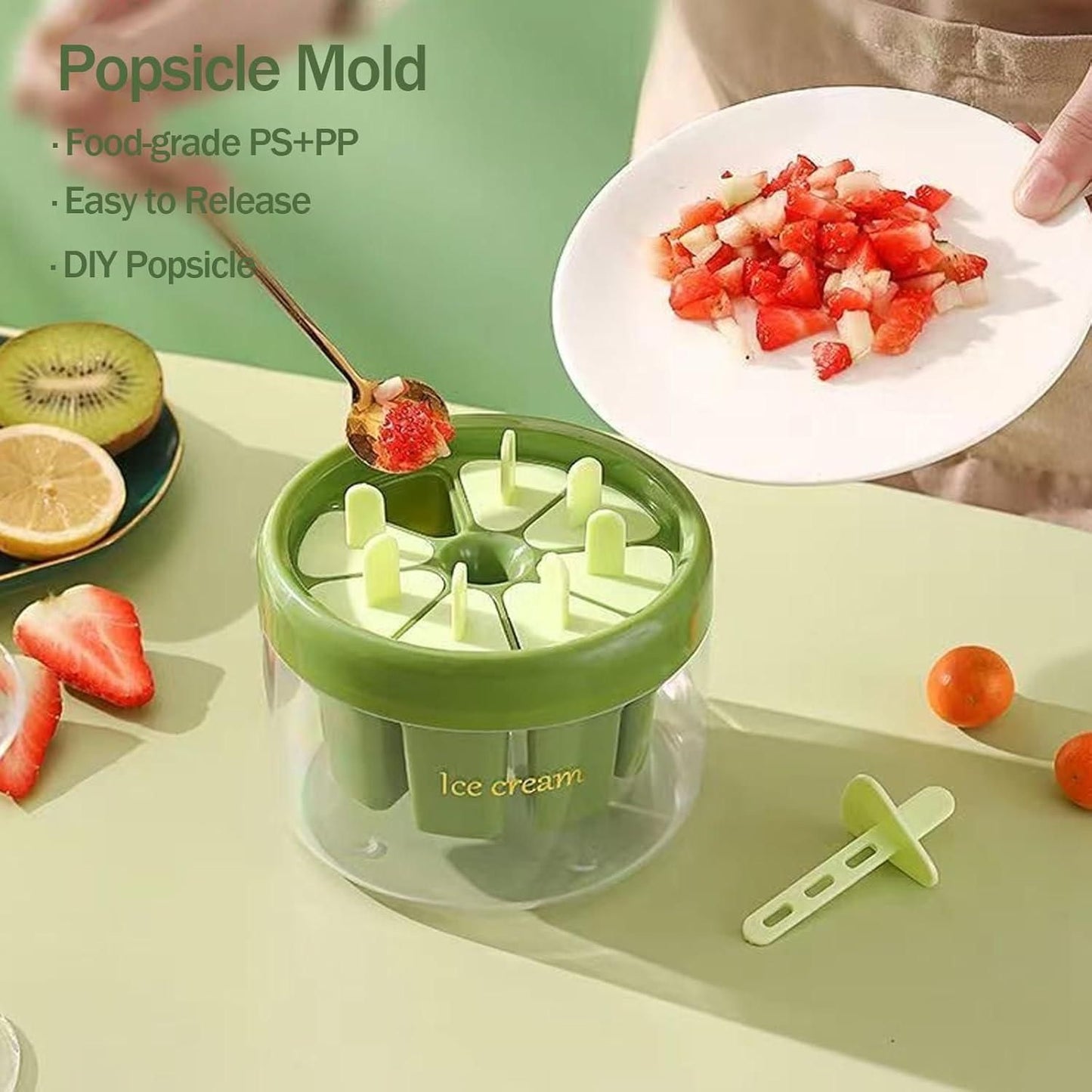 Reusable DIY 8 Pieces Ice Cream Pop Mold