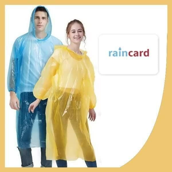 Fully Reusable Wallet Rain Card Rain Coat for Adults (Set of 5) Multicolour